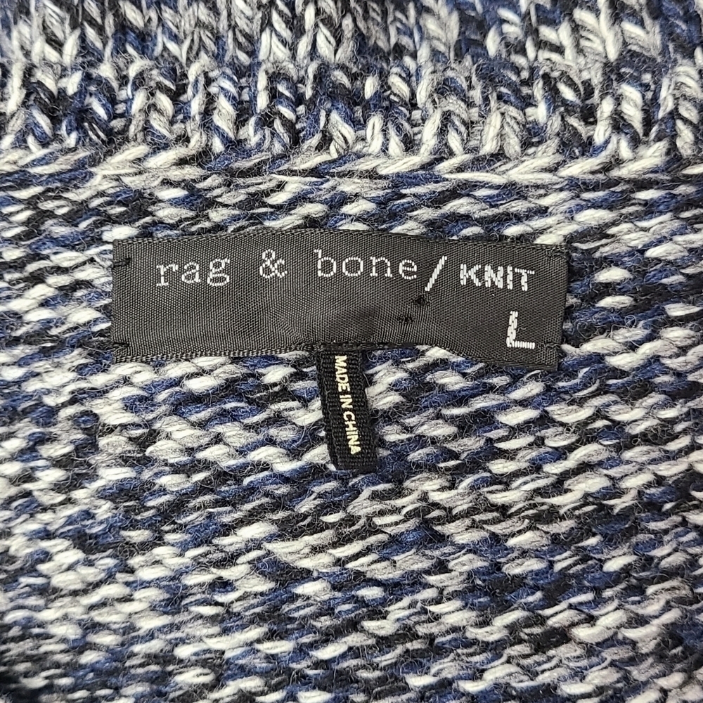 Rag & Bone Blue Chunky Knit Marled Wool Cashmere Blend Sweater Women's Size L - Picture 12 of 16